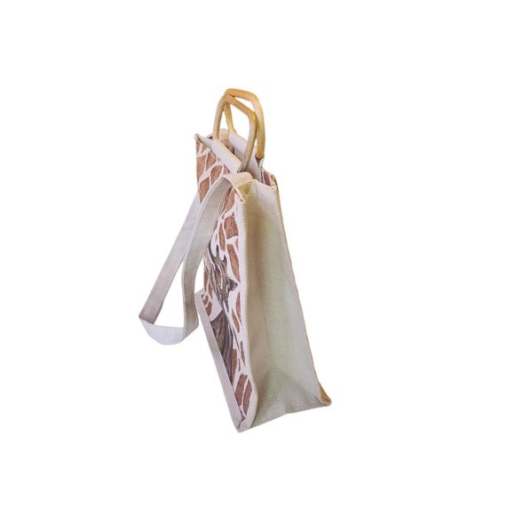 Giraffe Tote with wooden handle and strap - Picture 16 of 16